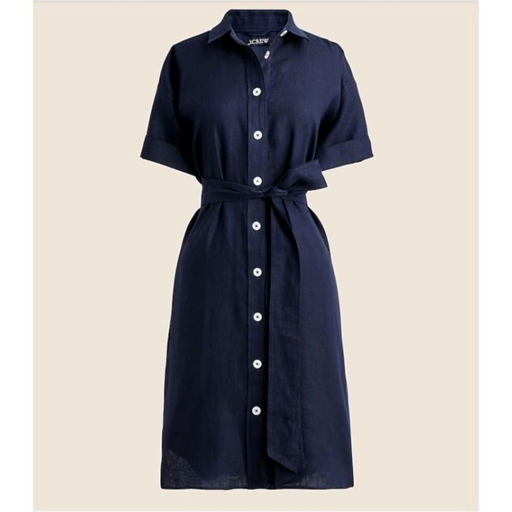 J. Crew Black linen dress Medium Tall
